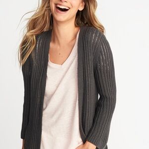 Women's Gray Open-Front Sweater